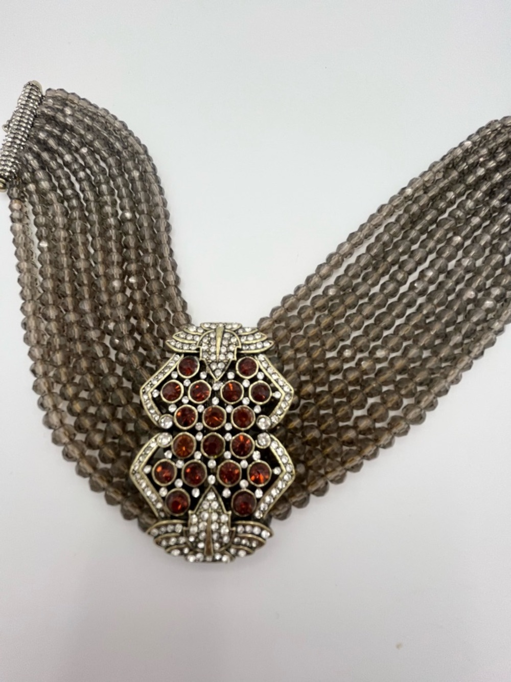 Heidi Daus Dazzling Swarovski Crystal Beaded Choker Necklace Brown NWOT - Picture 5 of 10